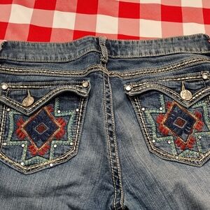 Rock 47 By Wrangler Embroidered Denim Ultra Low Rise Jeans